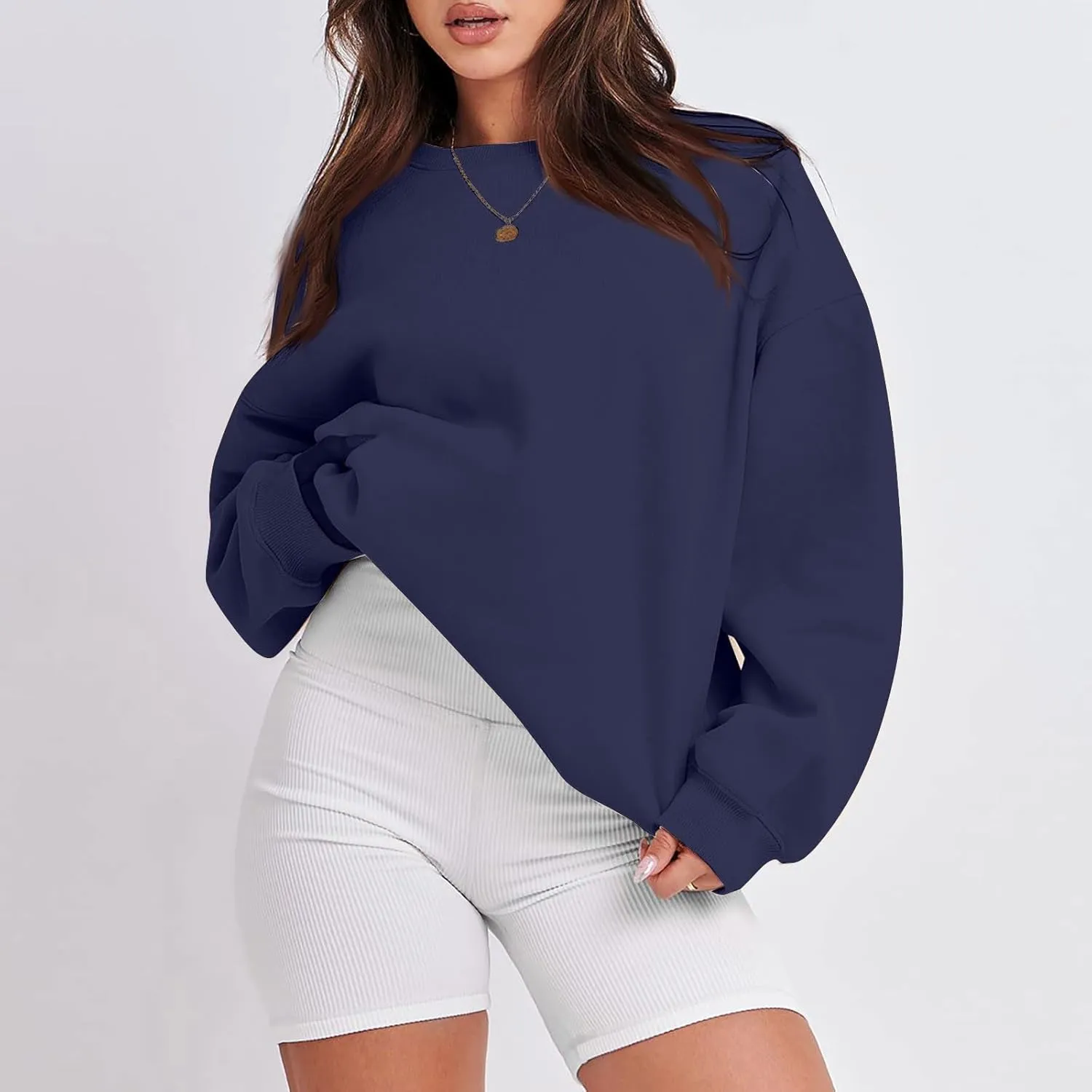 Oversized Sweatshirts for Women Loose Crew Neck Long Sleeve Anxiety Hoodies Casual Drop Shoulder Pullover Sweater