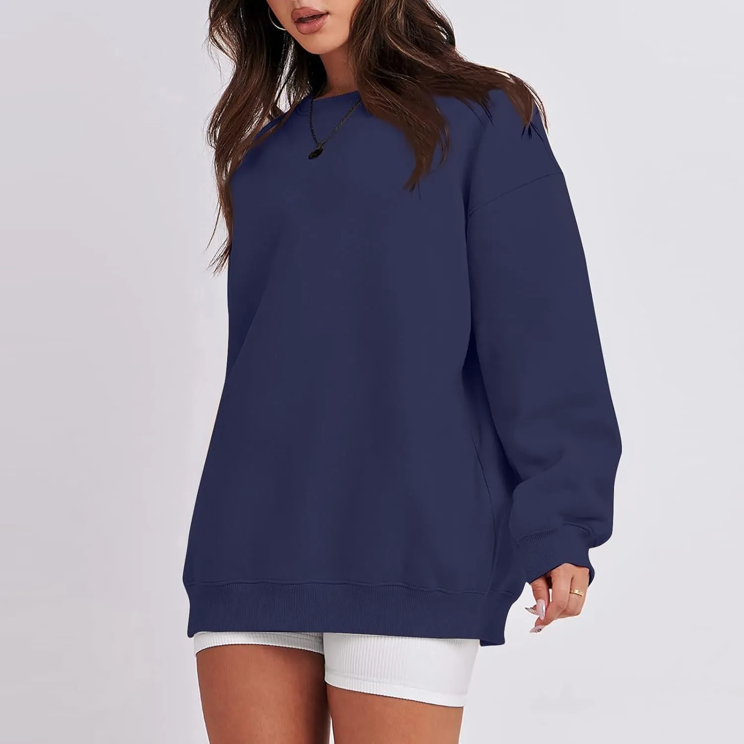 Oversized Sweatshirts for Women Loose Crew Neck Long Sleeve Anxiety Hoodies Casual Drop Shoulder Pullover Sweater