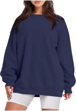 Oversized Sweatshirts for Women Loose Crew Neck Long Sleeve Anxiety Hoodies Casual Drop Shoulder Pullover Sweater