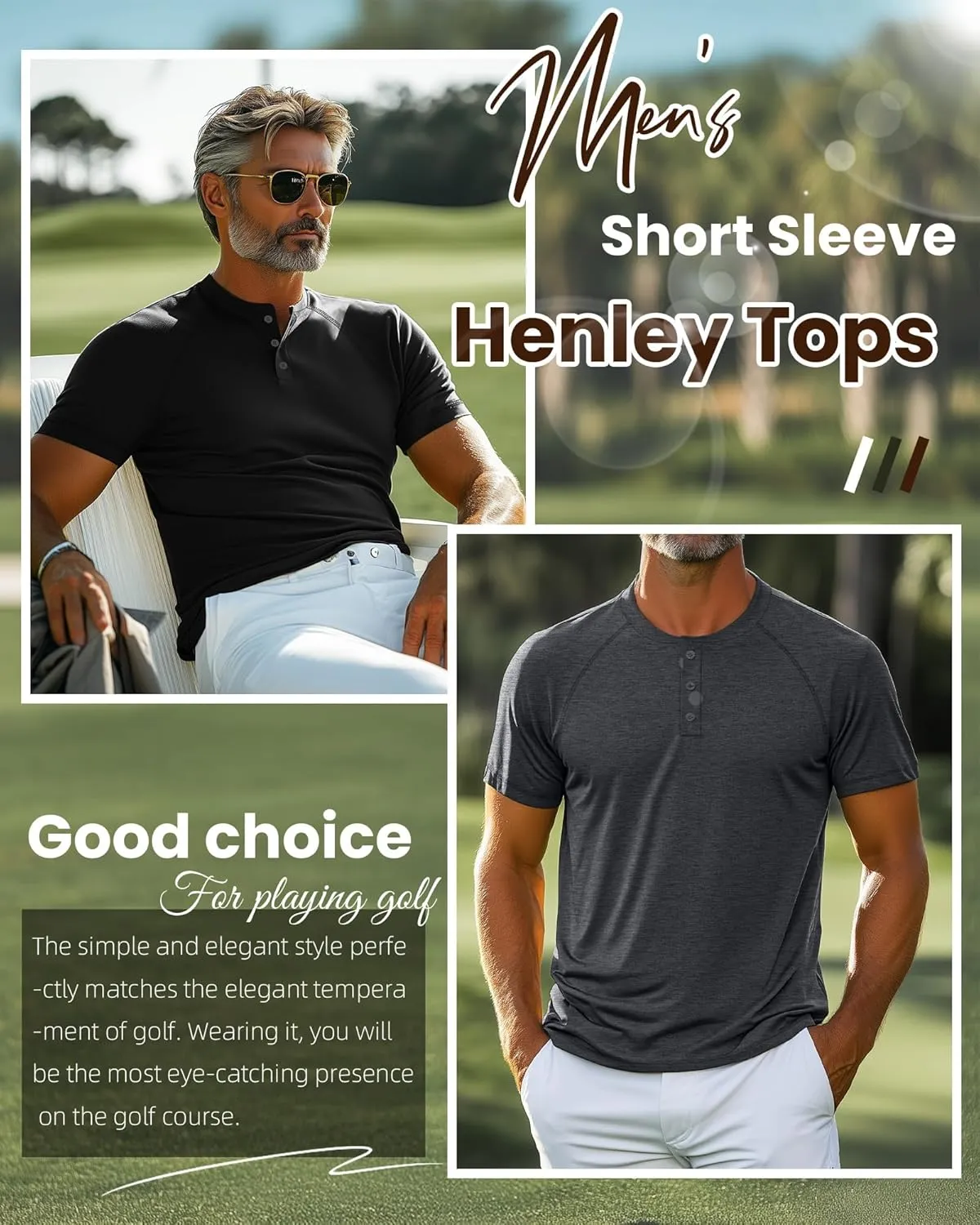 Riyiper 3 Pack Henley Shirts for Men Short Sleeve Raglan M-5XL Cotton Regular and Big Tall Tops Casual Summer Basic Tee