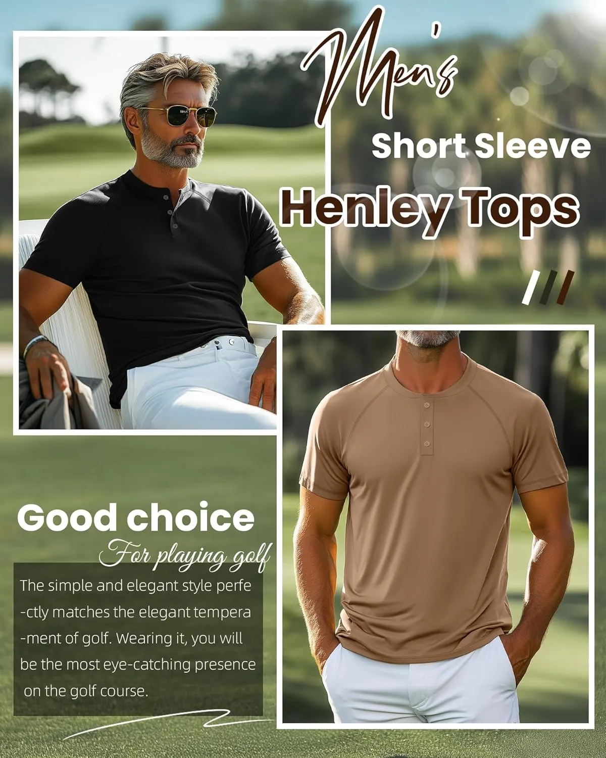 Riyiper 3 Pack Henley Shirts for Men Short Sleeve Raglan M-5XL Cotton Regular and Big Tall Tops Casual Summer Basic Tee