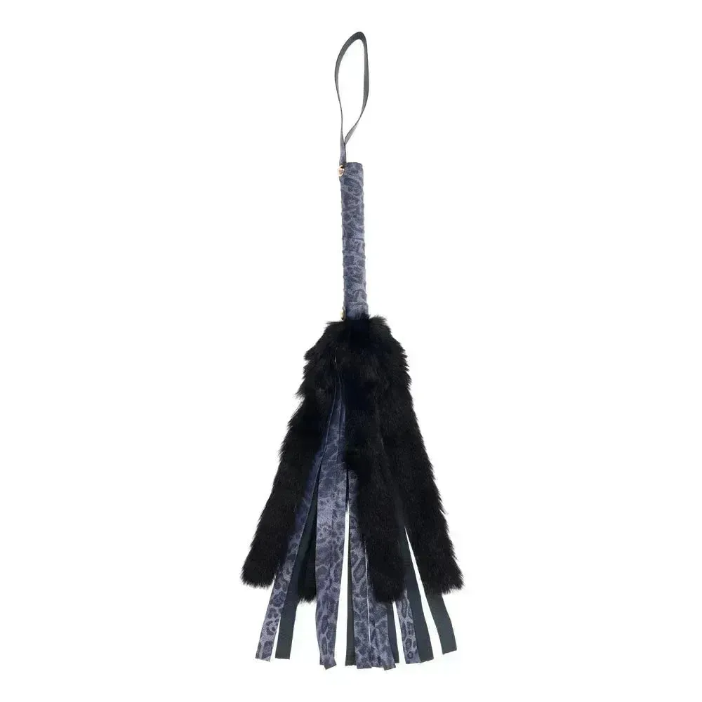 Sex & Mischief Cougar Faux Fur Flogger - Navy /Black Furry Flogger Whip