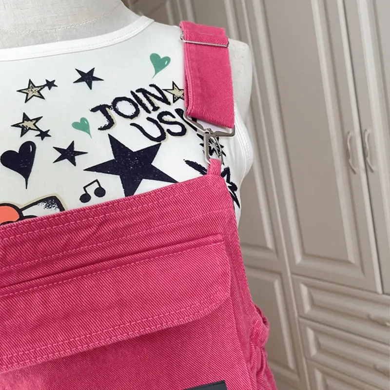 Summer Fashion Women Shorts Jumpsuits And Rompers High Quality Solid Plus Size Woman Strap Rose Red Jeans Overalls Shorts Female