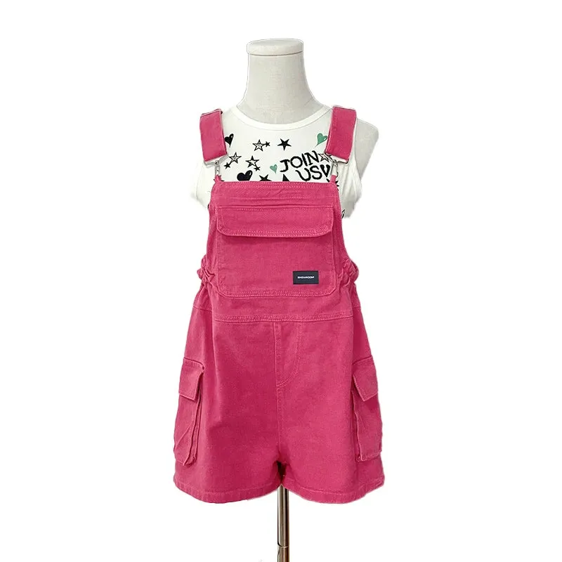 Summer Fashion Women Shorts Jumpsuits And Rompers High Quality Solid Plus Size Woman Strap Rose Red Jeans Overalls Shorts Female