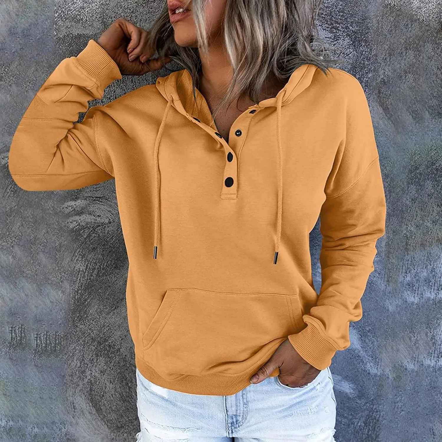 Sweatshirts for Women 2024 Plus Size Long Sleeve Drawstring Hoodies Sweaters Casual Cute Pullover Tops Fall Clothes