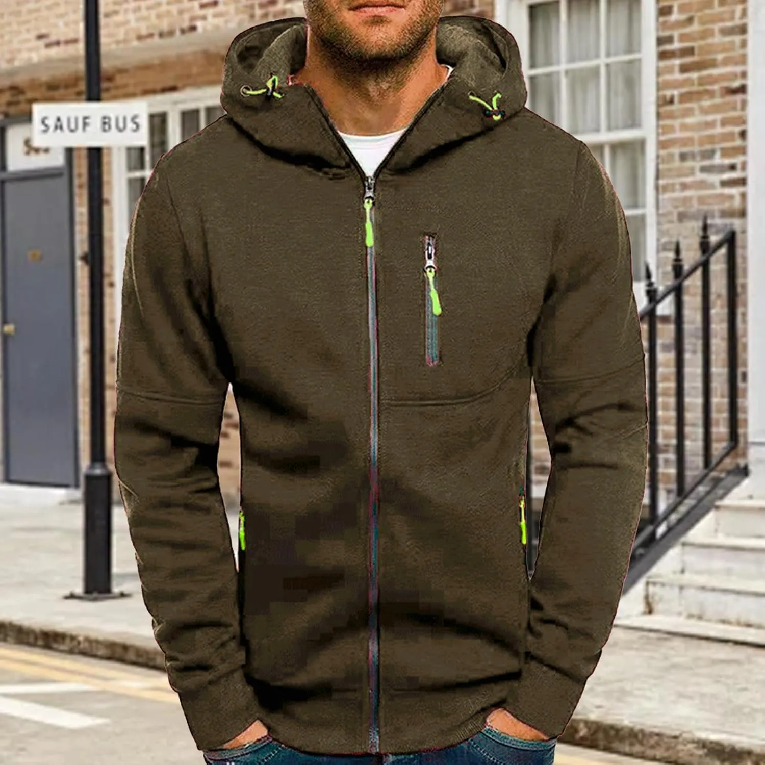 Thatrich Mens Oversized Hoodies Full Zip Hood Sweatshirt Lightweight Fleece Lined Jacket Casual Workout Sweatshirts Outerwear