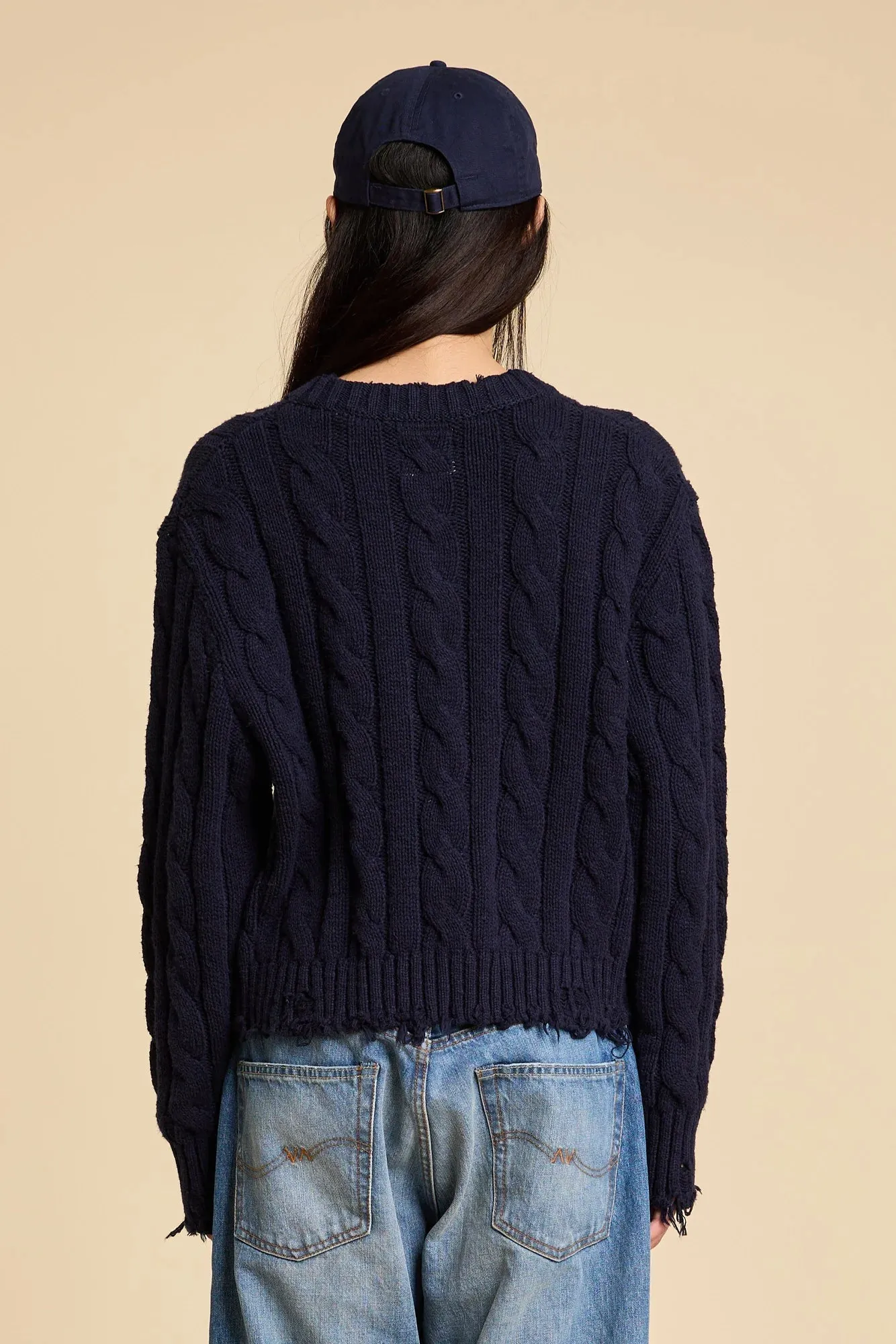 V-Neck Cable Sweater