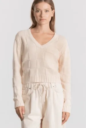 V-Neck Cropped Sweater - Oatmilk