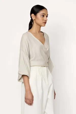 V-neck Wrap Blouse - Natural