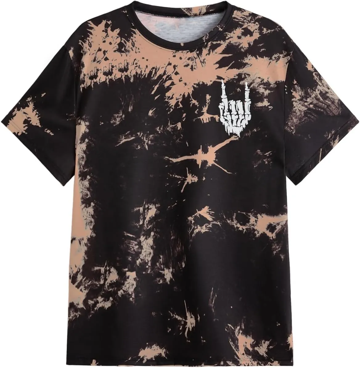 Verdusa Men's Tie Dye Short Sleeve Round Neck Graphic Tee Tops