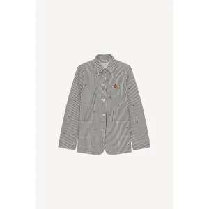 Women Rinse Striped Workwear Jacket - Rinse Blue Denim