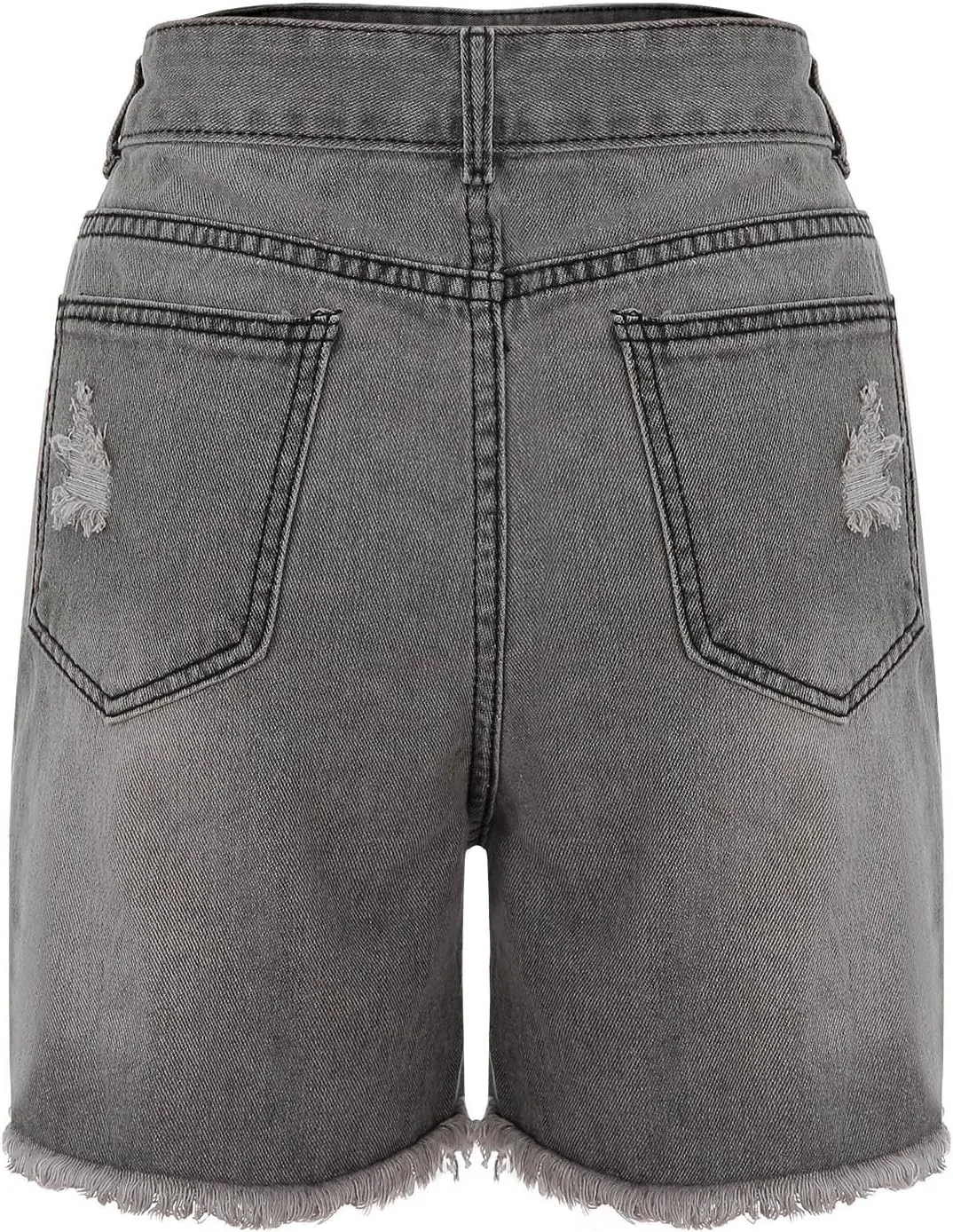 Womens Denim Bermuda Shorts High Waist Ripped Hole Distressed Short Jeans Junior Frayed Hem