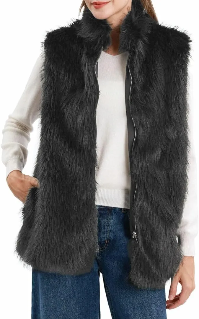 Women's Faux Fur Zip Up Vest