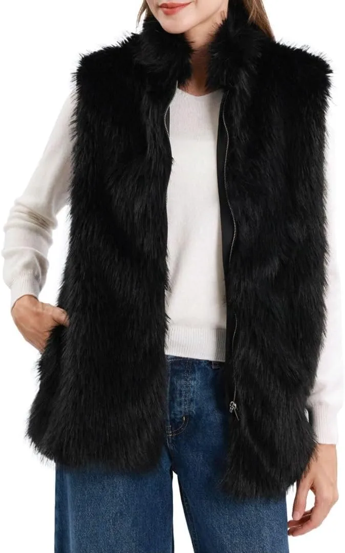Women's Faux Fur Zip Up Vest