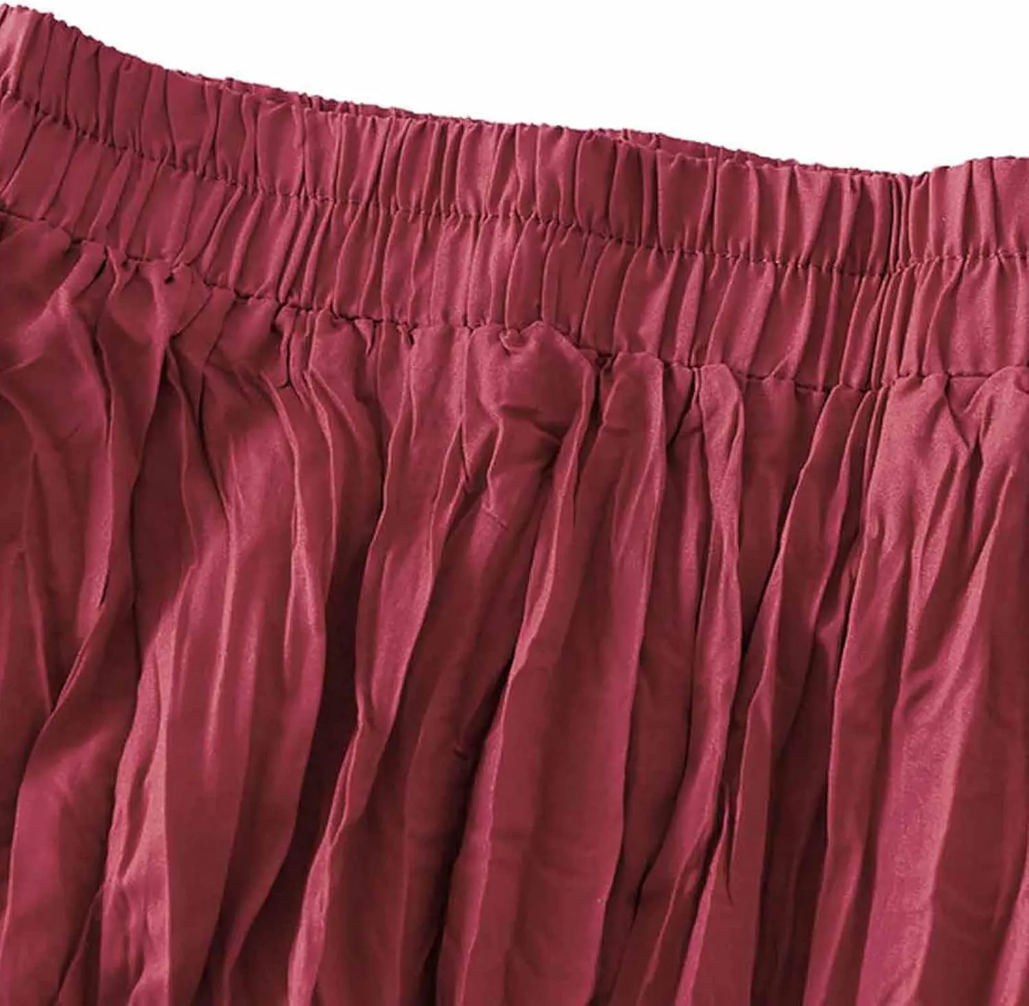Women's Spring Summer Pleated Skirt Elastic High Waist Midi Skirt Casual Swing Flowy Boho A-Line Skirts Dress One Size