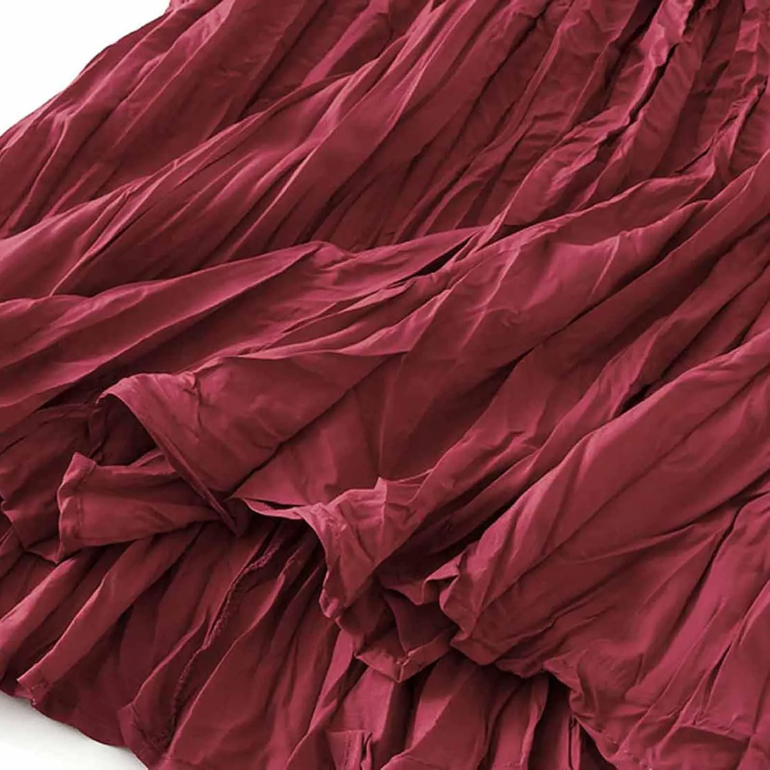 Women's Spring Summer Pleated Skirt Elastic High Waist Midi Skirt Casual Swing Flowy Boho A-Line Skirts Dress One Size